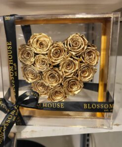 Hjärta i box med guld rosor